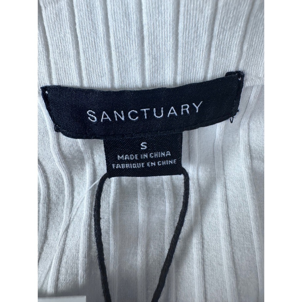 Sanctuary White Ribbed‎ Button Front Collared Cardigan Top Size Small - Picture 8 of 10